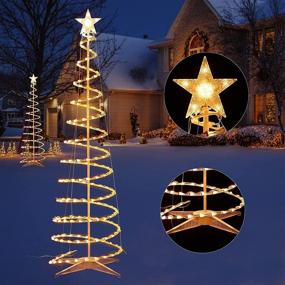 img 3 attached to 🎄 6ft Outdoor Lighted Christmas Tree, 200 Lights Spiral Xmas Tree with 7" Star Topper, UL Certified Collapsible Spiral Tree for Patio Lawn Wedding Decorations - Warm White