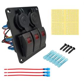 img 1 attached to 🔴 Red LED 5 Pin ON/Off Switch Panel with Dual USB Power Socket Kit for Marine Boat Car RV Truck, Jamgoer 3 Gang