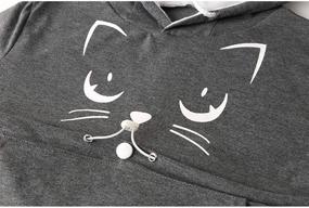 img 1 attached to Hoodies Kangaroo Pullover Printing Sweatshirt Cats for Apparel