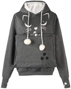 img 4 attached to Hoodies Kangaroo Pullover Printing Sweatshirt Cats for Apparel