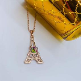 img 3 attached to Elegant Eiffel Tower Necklace: Girls/Women's Paris Jewelry - Rose Gold Souvenir Gifts - Stylish Champagne Eiffel Tower Jewelry - Perfect Valentine's/Birthday Gift for Girlfriend - Exclusively from Mall of Style