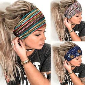 img 4 attached to 🦋 Boho African Wide Headbands - Morebrave Butterfly Bandana Yoga Head Wrap - Printed Hair Scarf Stretch Hair Bands for Women and Girls - Hair Accessories