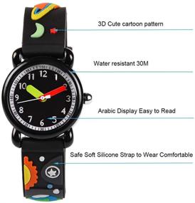 img 3 attached to 🌟 Venhoo Kids Watches: 3D Cute Cartoon Waterproof Silicone Children Toddler Wrist Watches – Time Teacher for Boys Little Child-Universe