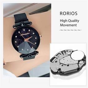 img 1 attached to 💎 RORIOS Fashion Ladies Watches: Sparkling Simulated Diamond Mesh Band with Starry Sky Dial & Analogue Quartz for the Perfect Wrist Statement