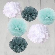 🎉 heartfeel 6pcs 10 inch tissue paper pom-poms: white, grey, and ice blue - perfect outdoor party and wedding decoration, christmas and xmas tissue paper flower balls logo