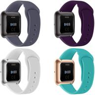 🌈 hapaw 4-пак bands - fitbit versa / versa 2 / versa lite совместимый, мягкие силиконовые водонепроницаемые дышащие спортивные ремешок для замены браслета на запястье для умных часов versa - унисекс логотип