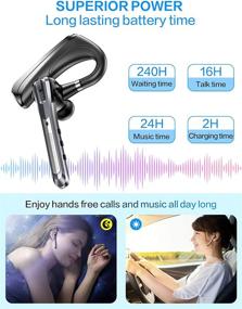 img 1 attached to 🎧 Улучшенная гарнитура Bluetooth V5.0: наушники с двумя микрофонами и шумоподавлением, идеально подходят для iPhone и Android - отличный выбор для работы, тренировок, вождения и использования в офисе.