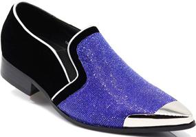 img 4 attached to Enzo Romeo Rhinestone Chrome Fashion Men's Shoes for Loafers & Slip-Ons