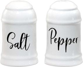 img 4 attached to 🏡 Farmhouse Kitchen Decor Ceramic Salt and Pepper Shaker Set - White Salt and Pepper Shakers - Wedding Registry Gift Ideas - Rustic Salt and Pepper Holder - Home Acre Designs Table Decor