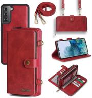 📱 qixiu galaxy s21 wallet case - 2-in-1 magnetic detachable flip wallet with leather card holder (13 card slots), kickstand, and cross body functionality logo