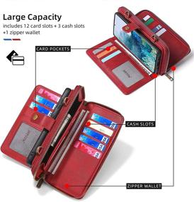 img 2 attached to 📱 QIXIU Galaxy S21 Wallet Case - 2-in-1 Magnetic Detachable Flip Wallet with Leather Card Holder (13 Card Slots), Kickstand, and Cross Body Functionality