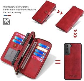 img 1 attached to 📱 QIXIU Galaxy S21 Wallet Case - 2-in-1 Magnetic Detachable Flip Wallet with Leather Card Holder (13 Card Slots), Kickstand, and Cross Body Functionality