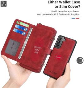 img 3 attached to 📱 QIXIU Galaxy S21 Wallet Case - 2-in-1 Magnetic Detachable Flip Wallet with Leather Card Holder (13 Card Slots), Kickstand, and Cross Body Functionality