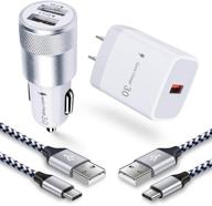 🔌 hootek quick charge 3.0 charger kit for samsung galaxy s21 ultra 5g s20 s10 plus a72 a52 note20 10 lg g8 thinq sony xperia 5 iii - usb rapid car charger & wall charger with 3ft usb c cable logo