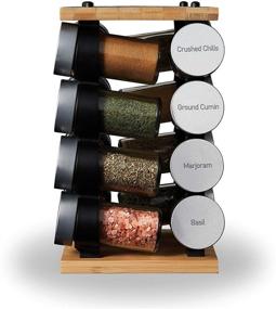 img 3 attached to Cole & Mason Blyth Bamboo Spice Rack Carousel, 16 Jar Set