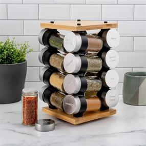 img 1 attached to Cole & Mason Blyth Bamboo Spice Rack Carousel, 16 Jar Set