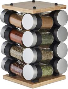 img 4 attached to Cole & Mason Blyth Bamboo Spice Rack Carousel, 16 Jar Set
