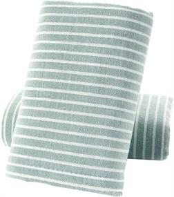 img 4 attached to Pidada Hand Towels Set of 2: Green Striped Pattern, 100% Cotton, Absorbent & Soft - 13 x 29 Inch | Bathroom Essentials