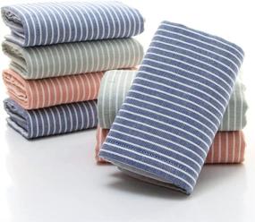 img 1 attached to Pidada Hand Towels Set of 2: Green Striped Pattern, 100% Cotton, Absorbent & Soft - 13 x 29 Inch | Bathroom Essentials