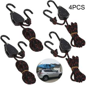 img 4 attached to UCSAJI 4PCS 1/8in 8ft Adjustable Heavy-Duty Rope Hanger Ratchet for Kayak and Canoe Bow/Stern Tie Downs Straps