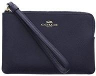 👜 navy coach crossgrain leather corner zip wristlet: stylish and practical logo