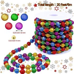 img 3 attached to 🎄 Vibrant 20 Feet Christmas Multi-Color Beaded Garland: Glittering Colorful Tree Beads Garland, Plastic Beads Ribbon & Faux Pearl - Perfect for Festive Holiday Decorations!