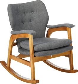 img 4 attached to Christopher Knight Home Braant Mid-Century Fabric Rocker: Stylish Grey/Light Walnut Seating Solution