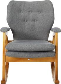 img 3 attached to Christopher Knight Home Braant Mid-Century Fabric Rocker: Stylish Grey/Light Walnut Seating Solution