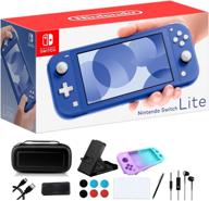 🎮 nintendo switch lite 5.5" touchscreen display with ipuzzle 9-in-1 carrying case - blue logo