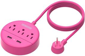img 4 attached to NTONPOWER Travel Power Strip with USB - Space-Saving Flat Plug, 10ft Long Cord, 3 Outlets & 2 USB Ports, Wall Mountable - Ideal for Home, Dorm, Office & Cruise Ship
