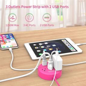 img 2 attached to NTONPOWER Travel Power Strip with USB - Space-Saving Flat Plug, 10ft Long Cord, 3 Outlets & 2 USB Ports, Wall Mountable - Ideal for Home, Dorm, Office & Cruise Ship