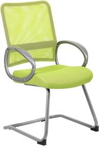 img 1 attached to 🪑 Enhanced SEO: Lime Green Mesh Back Guest Chair with Pewter Finish by Boss Office Products