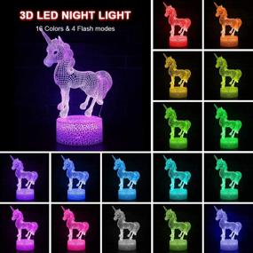 img 3 attached to Unicorn Gifts for Girls Ages 5-10: Unicorn Night Light with 16 Color Options, Remote Controller, and Optical Illusion - Perfect Unicorn Toy for Birthdays, Christmas, and Bedroom Decorations