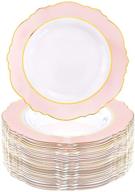 👑 wdf 60pcs baroque pink &amp; gold disposable dinner plates – perfect for upscale parties &amp; weddings, bridal showers &amp; mother’s day logo