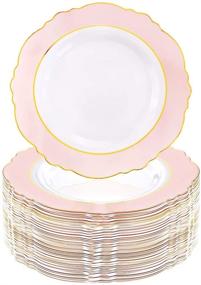 img 4 attached to 👑 WDF 60pcs Baroque Pink &amp; Gold Disposable Dinner Plates – Perfect for Upscale Parties &amp; Weddings, Bridal Showers &amp; Mother’s Day