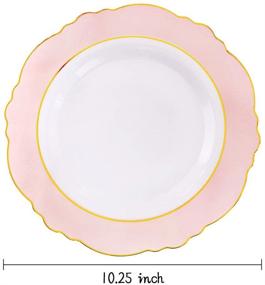 img 3 attached to 👑 WDF 60pcs Baroque Pink &amp; Gold Disposable Dinner Plates – Perfect for Upscale Parties &amp; Weddings, Bridal Showers &amp; Mother’s Day