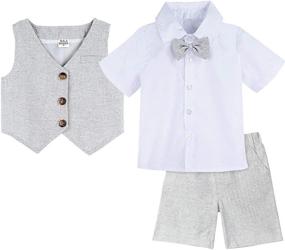 img 1 attached to 👶 A&J DESIGN Baby and Toddler Boys Gentleman Suit Set with 3pcs of Shorts, Shirts, Vest, and Shorts