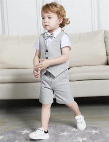 img 2 attached to 👶 A&J DESIGN Baby and Toddler Boys Gentleman Suit Set with 3pcs of Shorts, Shirts, Vest, and Shorts