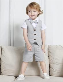 img 3 attached to 👶 A&J DESIGN Baby and Toddler Boys Gentleman Suit Set with 3pcs of Shorts, Shirts, Vest, and Shorts