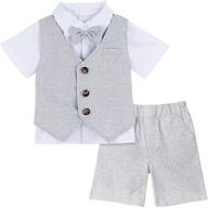 👶 a&j design baby and toddler boys gentleman suit set with 3pcs of shorts, shirts, vest, and shorts logo