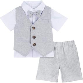 img 4 attached to 👶 A&J DESIGN Baby and Toddler Boys Gentleman Suit Set with 3pcs of Shorts, Shirts, Vest, and Shorts