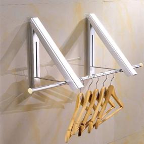 img 4 attached to 👕 Dehomy Wall Mounted Folding Clothes Drying Rack - Indoor/Outdoor Aluminum Hanger for Bathroom, Bedroom Balcony, and Laundry - Space-Saving Home Storage Organizer (2 Pack)