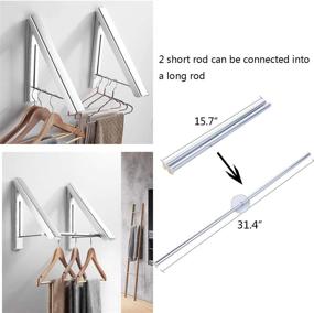 img 2 attached to 👕 Dehomy Wall Mounted Folding Clothes Drying Rack - Indoor/Outdoor Aluminum Hanger for Bathroom, Bedroom Balcony, and Laundry - Space-Saving Home Storage Organizer (2 Pack)