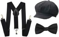 🎩 kids boys suspenders, bow tie, and 1920s great gatsby gangster newsboy hat cap costume set: complete accessories for a stylish look logo