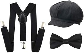 img 4 attached to 🎩 Подтяжки, галстук-бабочка и шляпа «Гангстер Ньюсбой» Грейт Гэтсби 1920-х годов для мальчиков: комплект костюма с полным набором аксессуаров для стильного образа
