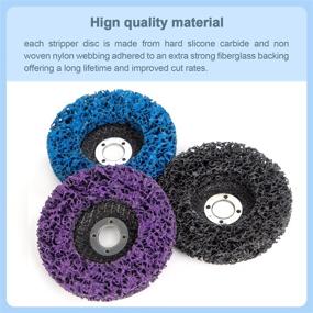 img 1 attached to 🎨 Powerful Paint Remover Wheel Stripping Discs - 3 PCS Rust Stripper Strip Discs for Angle Grinders - Easily Remove Paint, Rust, Coating, and Oxidation - Ideal for 4 x 5/8 Inch Angle Grinders - Available in Blue, Black, Purple