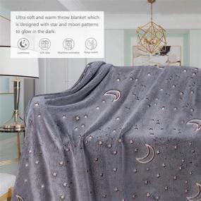 img 2 attached to Cozy Gray Glow-in-the-Dark Throw Blanket with Moon and Stars Design – Perfect Christmas Blanket for Kids, Teens, Women, Best Friends – Soft, Warm, and Fuzzy (50 x 60 inches)