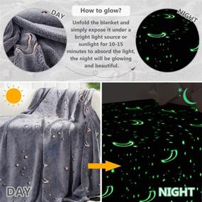 img 3 attached to Cozy Gray Glow-in-the-Dark Throw Blanket with Moon and Stars Design – Perfect Christmas Blanket for Kids, Teens, Women, Best Friends – Soft, Warm, and Fuzzy (50 x 60 inches)