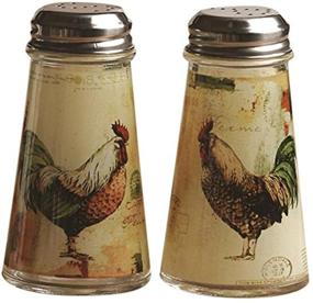 img 2 attached to 🐓 Circular Rooster Salt and Pepper Shakers, 2-Piece Set – Durable Glass Design, 4 oz Capacity