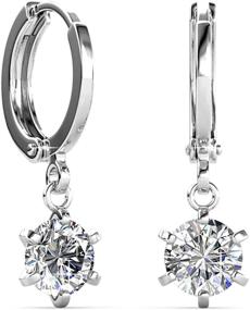 img 4 attached to 💎 Jade Marie Deserving Silver Drop Hoop Earrings: 18k White Gold Plated Dangle Earrings with Swarovski Crystals, Sparkling Hoop Earrings